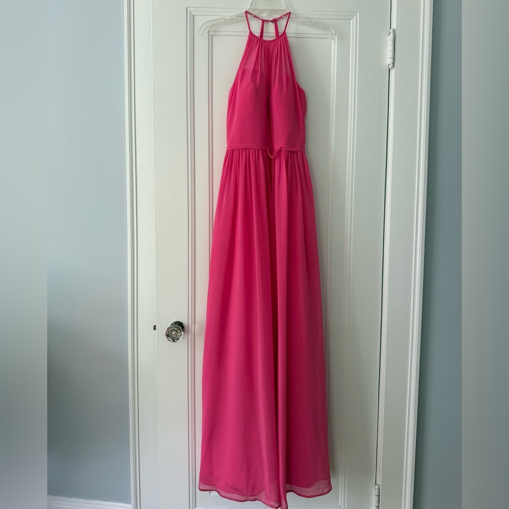 Halter High-Neck Chiffon Maxi Dress